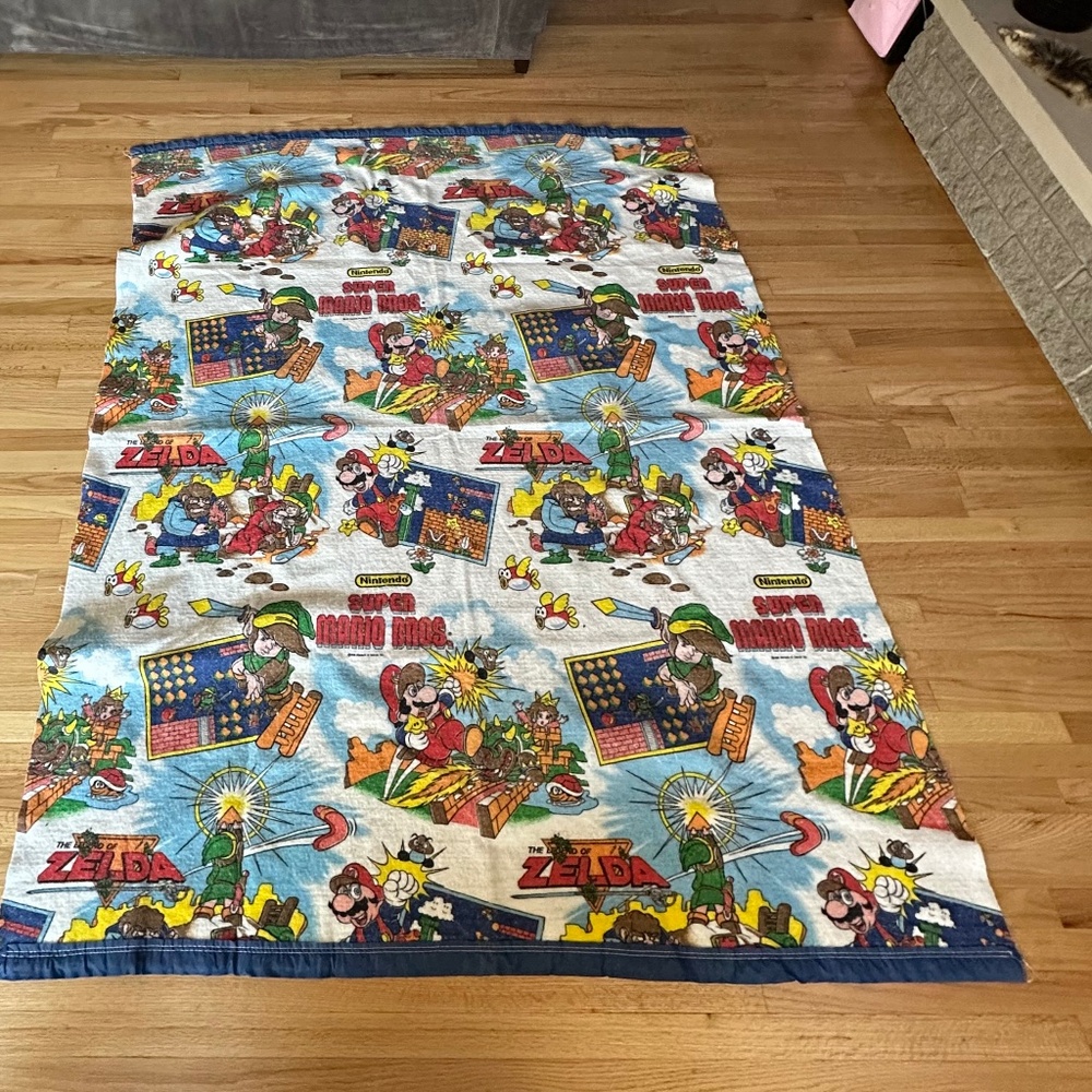 Vintage Nintendo Super Mario Brothers & Zelda Blanket
